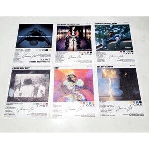 J COLE Poster Set of 6 Album Cover Canvas Posters 8 x 12 inch each Hip Hop Decor